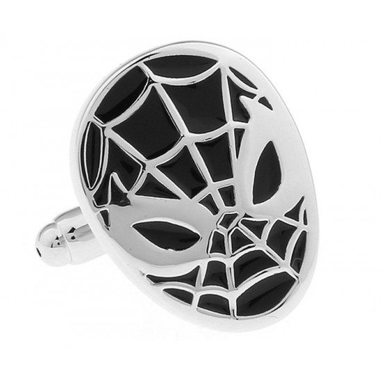 Look Stylish Black Superhero Spider-Man Personalized Fashion Mens Shirt Cufflinks CFL-14 (Black)