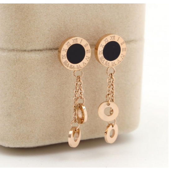 Roman Numeral Tassel Rose Gold Earrings For Women E-10RG Roman Numeral Tassel Rose Gold Earrings For Women E-10RG