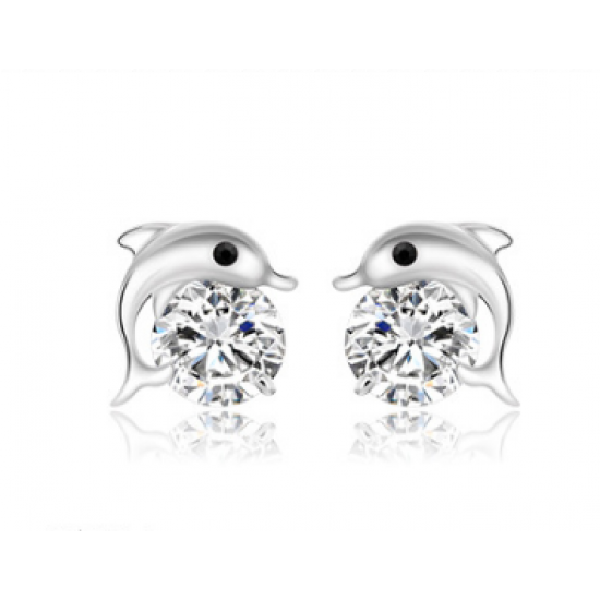 Woman Fashion Zircon Dolphin Earrings E-14S Woman Fashion Zircon Dolphin Earrings E-14S