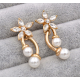 Women Fashion Paragraph Flower with Hanging Peal Earrings E-02G image
