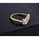 Woman White Crystal Gold Plated Ring R-07G image