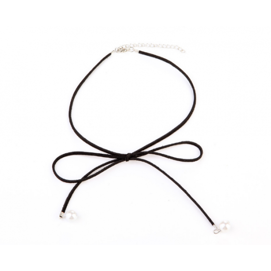 Women Tie Bow Pearl Wild Necklace N-04B Women Tie Bow Pearl Wild Necklace N-04B