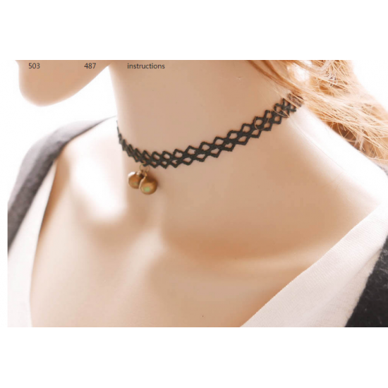 Showing image for Women Simple Bell Hanging Lace Necklace N-08 (Black) Women Simple Bell Hanging Lace Necklace N-08 (Black) image