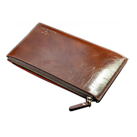 Ultra-thin Brown Simple Multi-Card Leather Zipper Long Wallet  MW-05BR