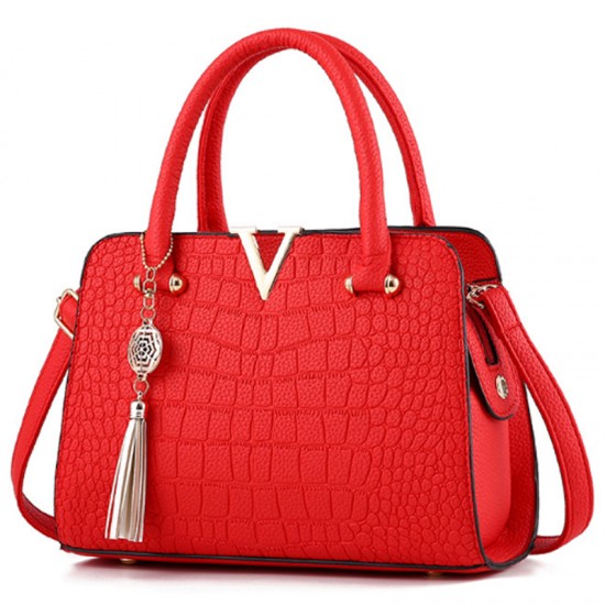 Solid Color Crocodile Pattern European Fashion Women Handbag WB-17RD