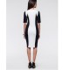 Women Fashion Slim White Color Splicing Bursts Bodycon Dress WC-04 image