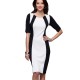 Women Fashion Slim White Color Splicing Bursts Bodycon Dress WC-04 image
