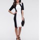 Women Fashion Slim White Color Splicing Bursts Bodycon Dress WC-04 image