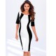 Women Fashion Slim White Color Splicing Bursts Bodycon Dress WC-04 image