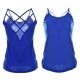 Womens Fashion Round Neck Blue Color Sleeveless Vintage Shirt WC-05BL image