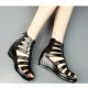 Women Fashion Black Color Fish Mouth Leather Shoes S-52 image