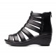 Women Fashion Black Color Fish Mouth Leather Shoes S-52 image