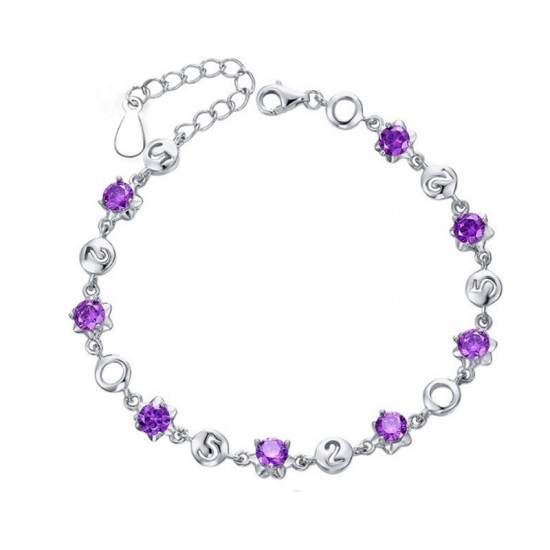 Korean Fashion Purple Color Crystal Bracelet  Women SB-03PR Korean Fashion Purple Color Crystal Bracelet  Women SB-03PR