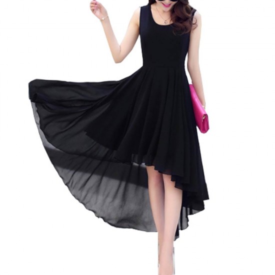 Summer Black Color Long Bohemian Chiffon Women Dress WC-59