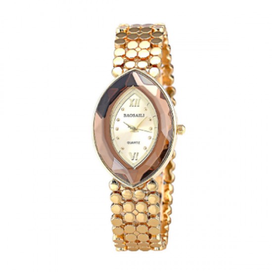 Gold Color Oval  Eye Shape Personality Women Quartz Watch W-10