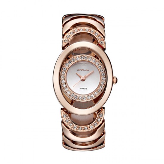 Rose Gold Color Elegant Steel Belt Diamond Ladies Bracelet Watch W-11
