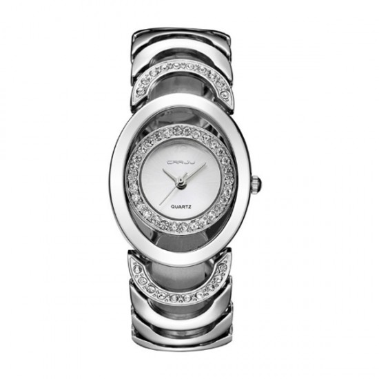 Silver Color Elegant Steel Belt Diamond Ladies Bracelet Watch W-11