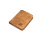 Matte Leather Brown Color Retro Three Fold Vertical Wallet MW-06 image