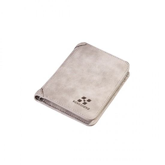 Showing image for Matte Leather Light Grey Color Retro Three Fold Vertical Wallet MW-06 Matte Leather Light Grey Color Retro Three Fold Vertical Wallet MW-06 image