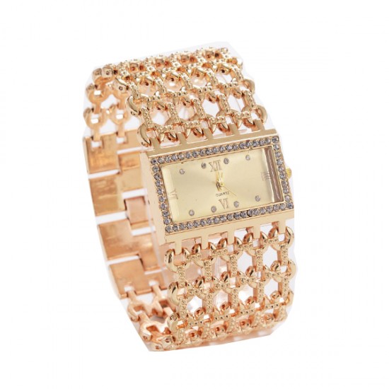 Gold Hollow Diamond Slim Square Mesh Bracelet Ladies Watch W-05 Gold Hollow Diamond Slim Square Mesh Bracelet Ladies Watch W-05
