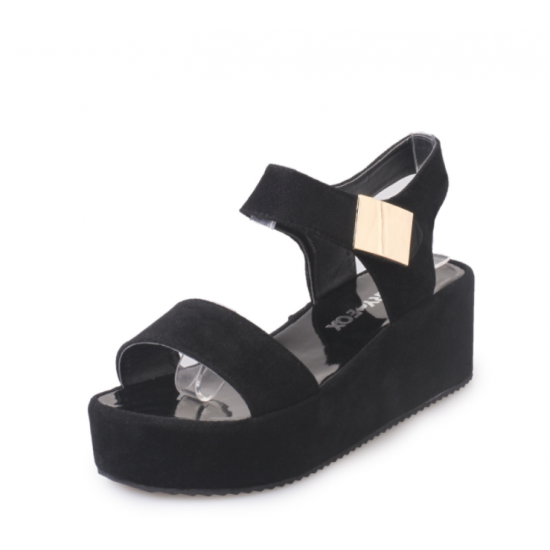Women Fish Mouth High Heeled Wedge Sandals S-85BK